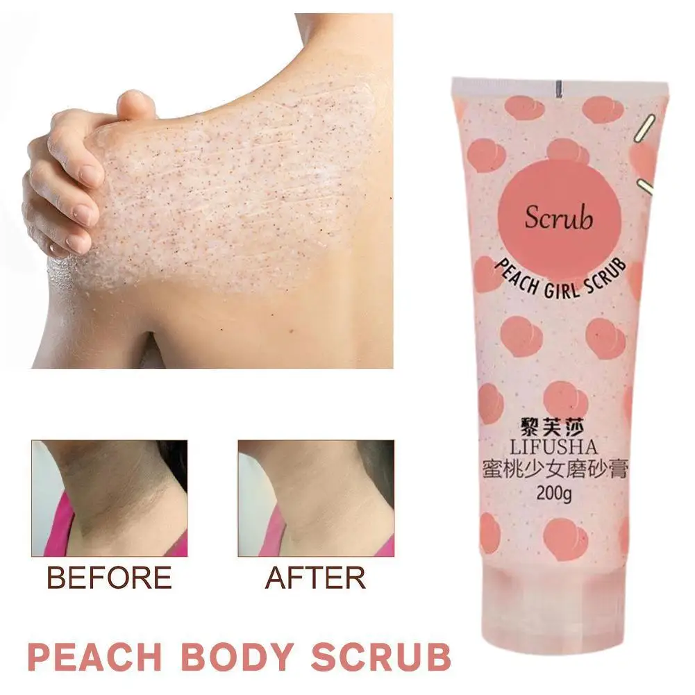 

Peach Body Scrub Body Face Deep Cleaning Whitening Pores Scrub Exfoliating Body Cream Repair 200g Moisturizing Brightening B5V5