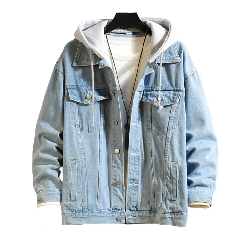 

Popular Spring Autumn Loose Turn-down Collar Denim Jacket Coat Washable Casual Jacket Single-breasted Daily Clothing