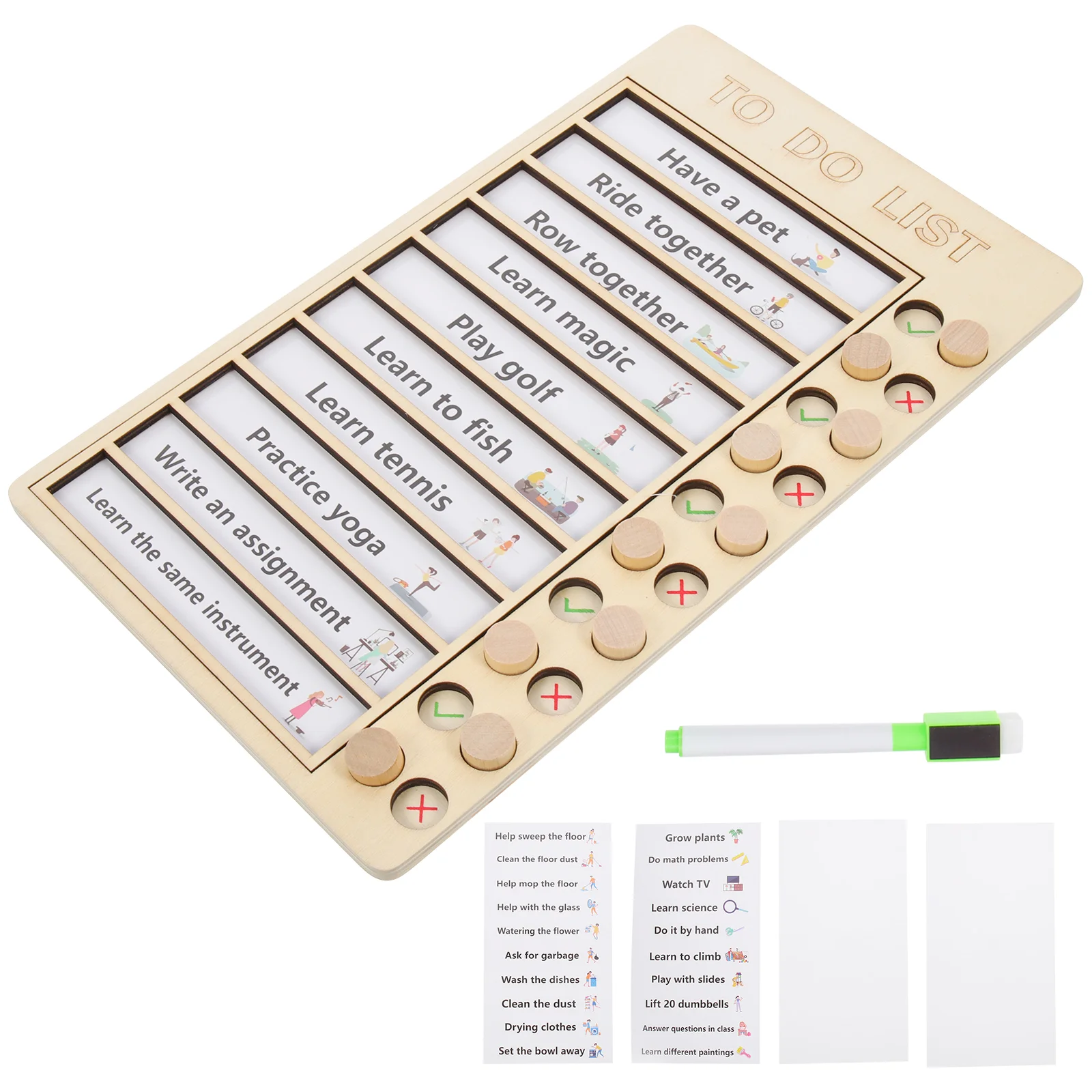 

Adutl Toy Self-discipline Checker Student Supplies Puzzle Today Do List Daily Planner Chart Board Wood Schedule