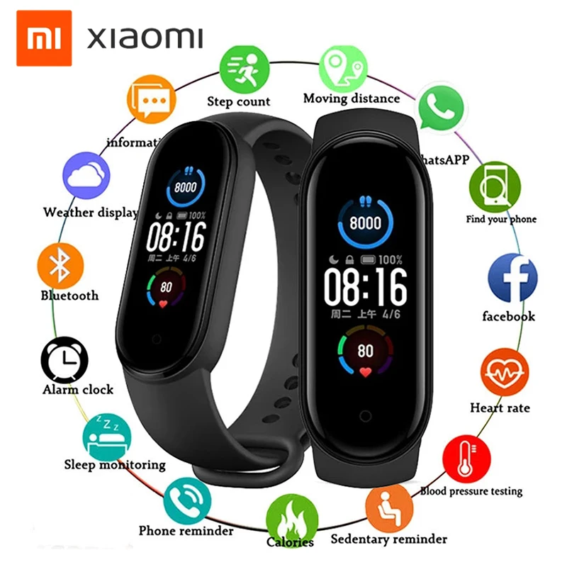 

Оригинальные Смарт-часы Xiaomi M5Band для мужчин и женщин, измерение кровяного давления, пульсометр, водонепроницаемый спортивный фитнес-браслет...