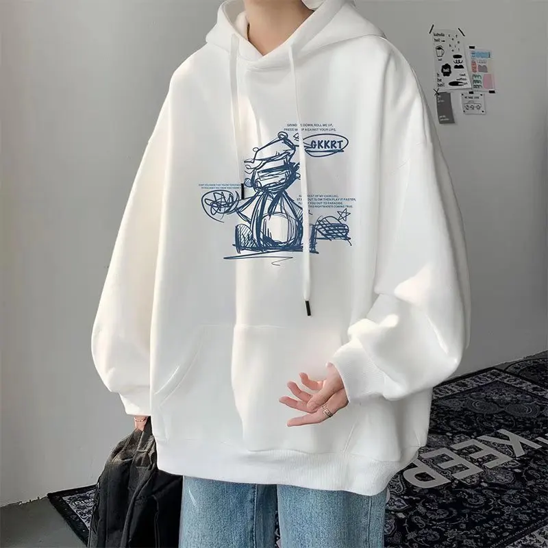 

Korean Hoodie Men's Fashion Casual Sweatshirt Men Streetwear Loose New Hoodies Outerwear Long Sleeved Men's Hip Hop Hoodie