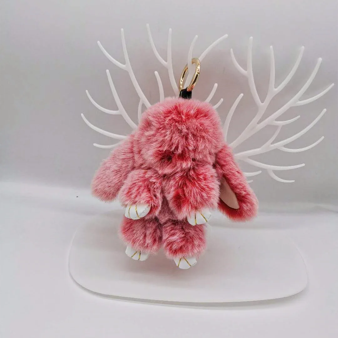 

11 Color Fluffy Real Rabbit Fur Pompon Bunny Keychain Trinket Women Toy Pompom Rabbit Key Ring On Bag Car Key Chain Jewelry Gift