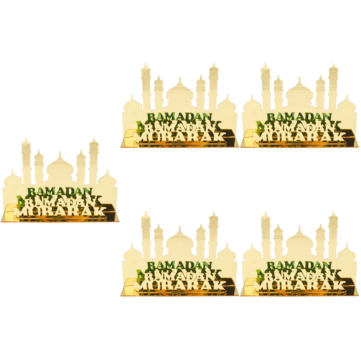 

5pcs Ramadan Table Sign Desktop Acrylic Decoration Hollow Out Eid Party Ornament