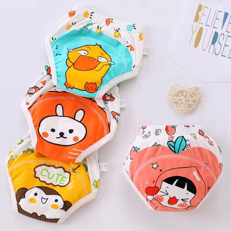 4 Pezzi Pannolini Impermeabili Per Bambini Pantaloncini Per Pipì Biancheria Intima Pantaloni Da Allenamento Riutilizzabili In Morbido Cotone Per Bambi