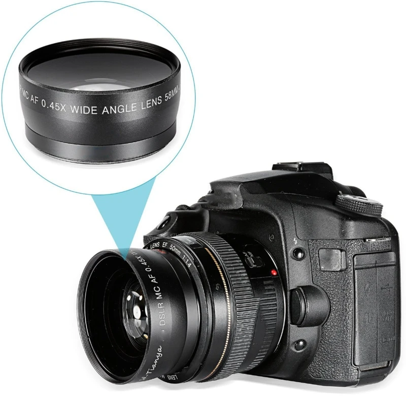 

58mm 0.45X Wide Angle Lens with Macro Portion Optical Glass Conversion Lens Water-proof for Most Digital SLR Cameras