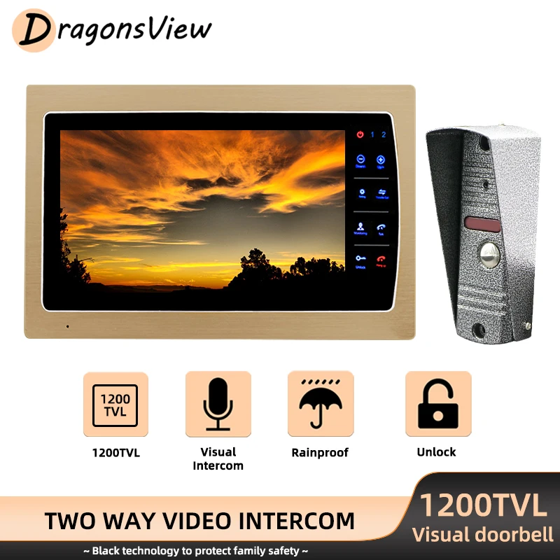 

DragonsView Intercom 7 Inch 1200TVL Video Door Phone with Recording Entry Panel Support Unlock for Home Security