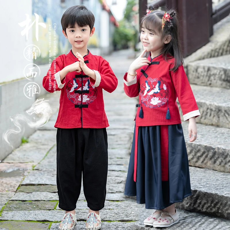 

Children's Hanfu Boys and Girls' Chinese Style Spring and Autumn Ancient Clothing Super Immortal Thin Set Kindergarten Baby