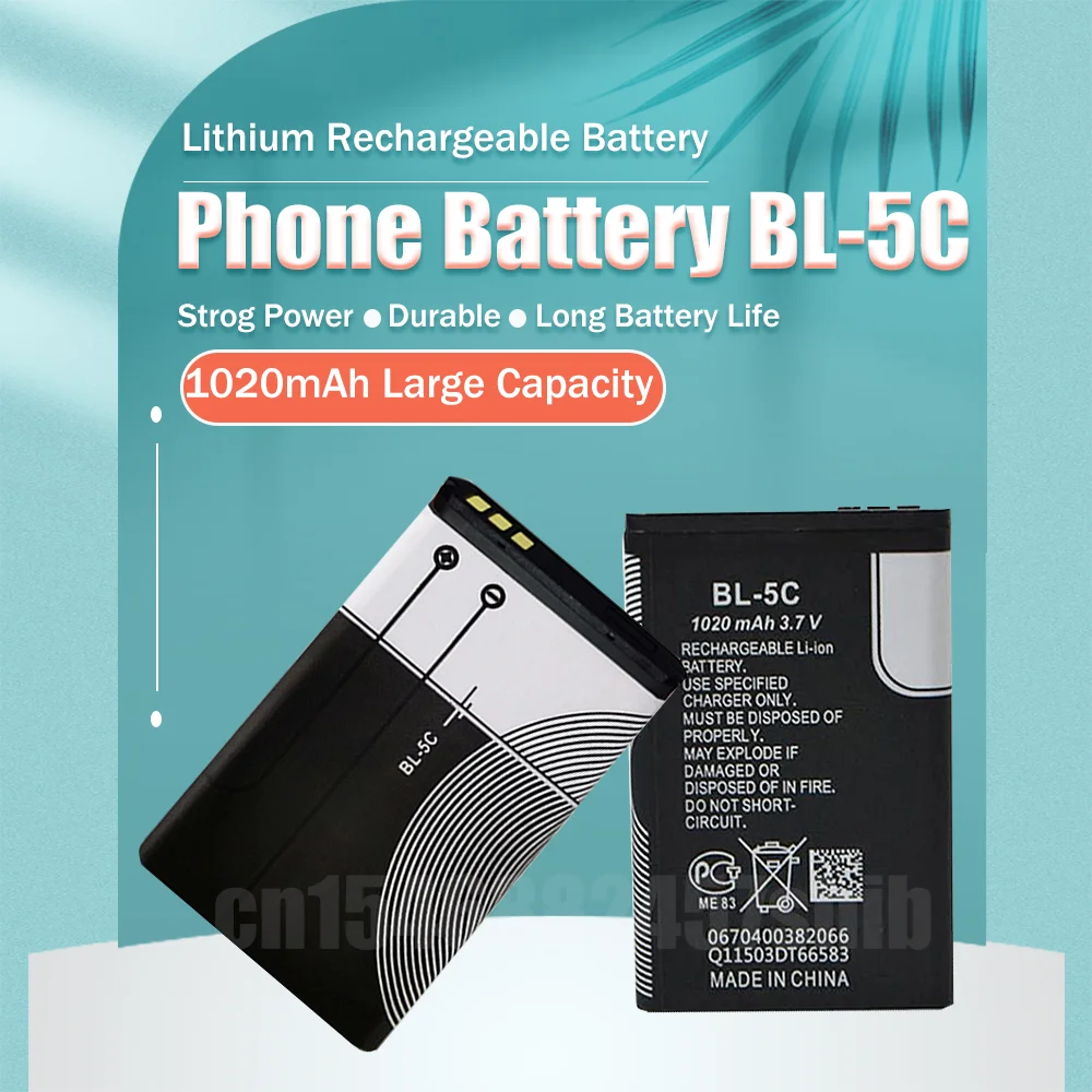 BL-5C BL5C BL 5C 3 7 V 1020mAh литиевая аккумуляторная батарея для телефона Nokia 1100 1110 1200 1208 1280
