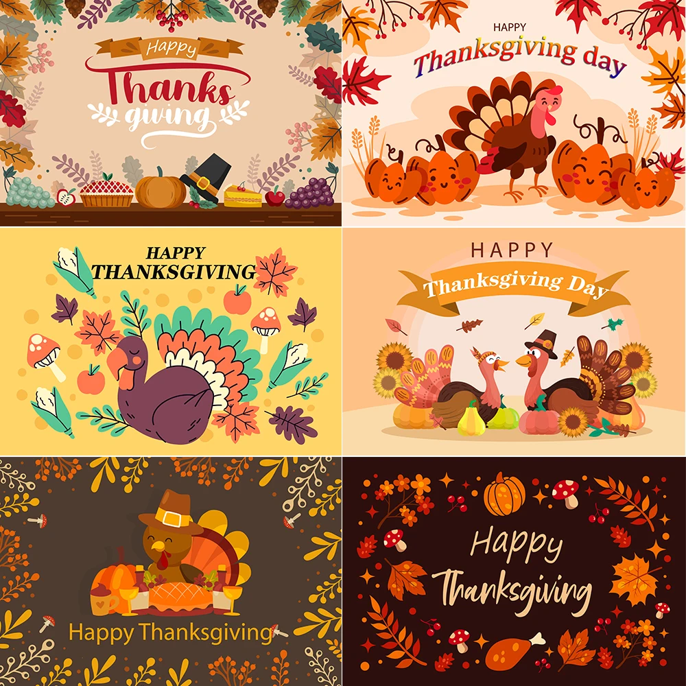 

Autumn Thanksgiving Day Party Background Decoration Banner Fall Turkey Children Portrait Photography Photocall Backdrop Props
