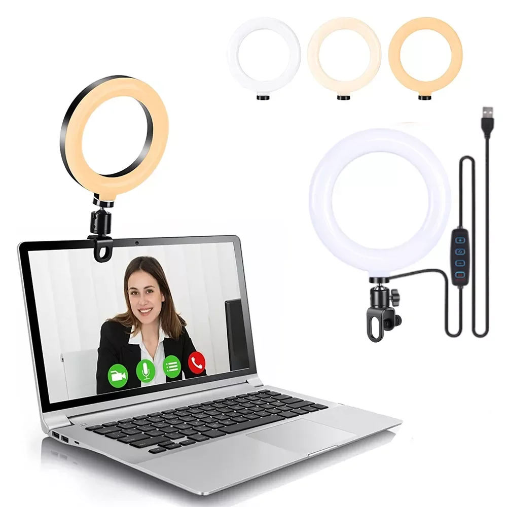 

New2022 Ring Light Led Lighting Photographic For Laptop 6 Inch Ring Lamp Clip Selfie Computer Video Conferencing Calls Free ship
