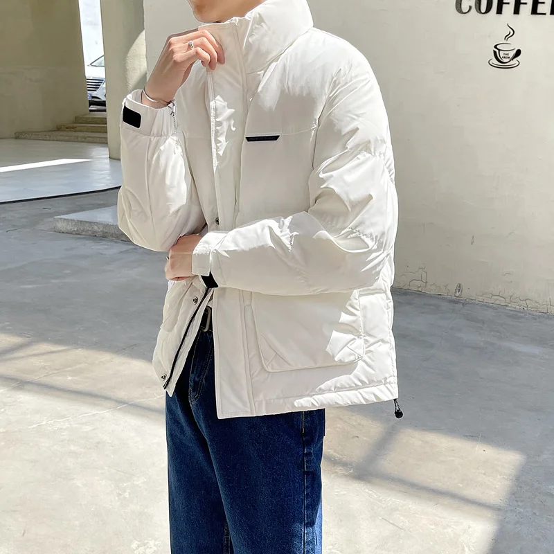 Winter Jacket Men Warm Fashion Black White Thickened Down Jacket Street Dress Korean Loose Thick Short Coat Mens Parker Clothes