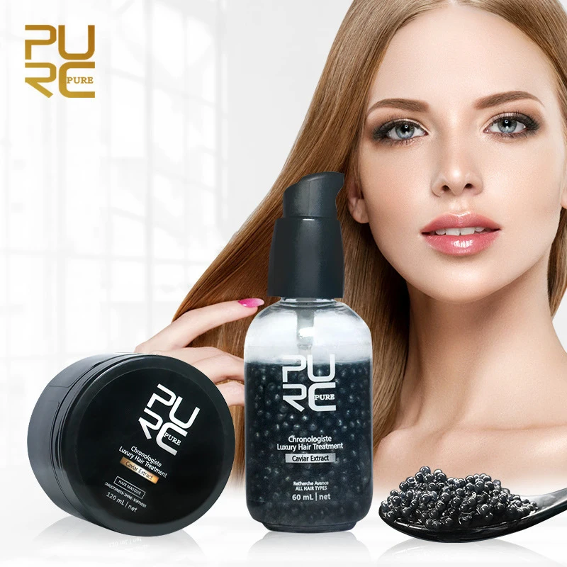 2Pcs 60ml +120ml Instant Smooth Hair Serum Soft And Smooth Hair Care Product Set Caviar Extract Luxury Hair Treatment Set