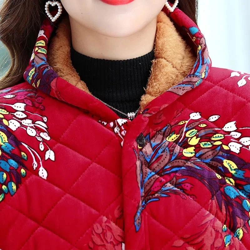 Cotton Coat Women Clothing 2022 Winter New Fashion Casual Loose Ethnic Style Padded Jacket Female Large Size Long Thick Parkas