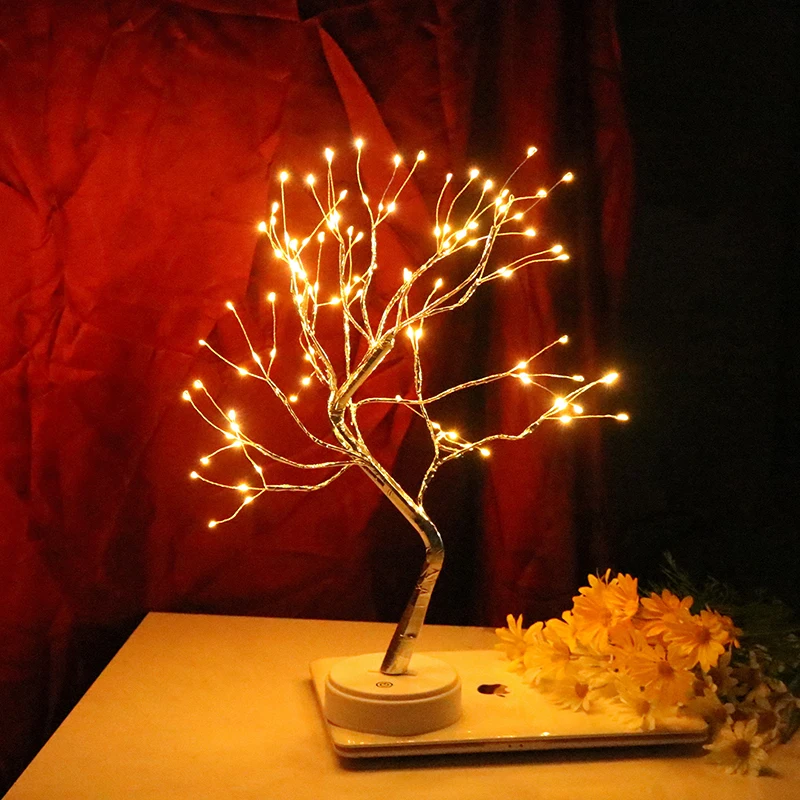 Fairy Light LED Night Light Mini Christmas Tree Copper Wire Garland Lamp For Kids Home Bedroom Decoration Decor Holiday lighting