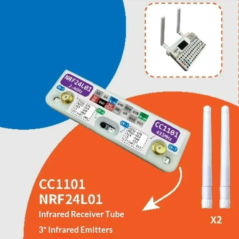 Фото M5Stack CardPuter 3 в 1 RF модуль CC1101 NRF24L01 ИК-трансивер, аксессуар, основной блок Cardputer ADV не входит в комплект. №1