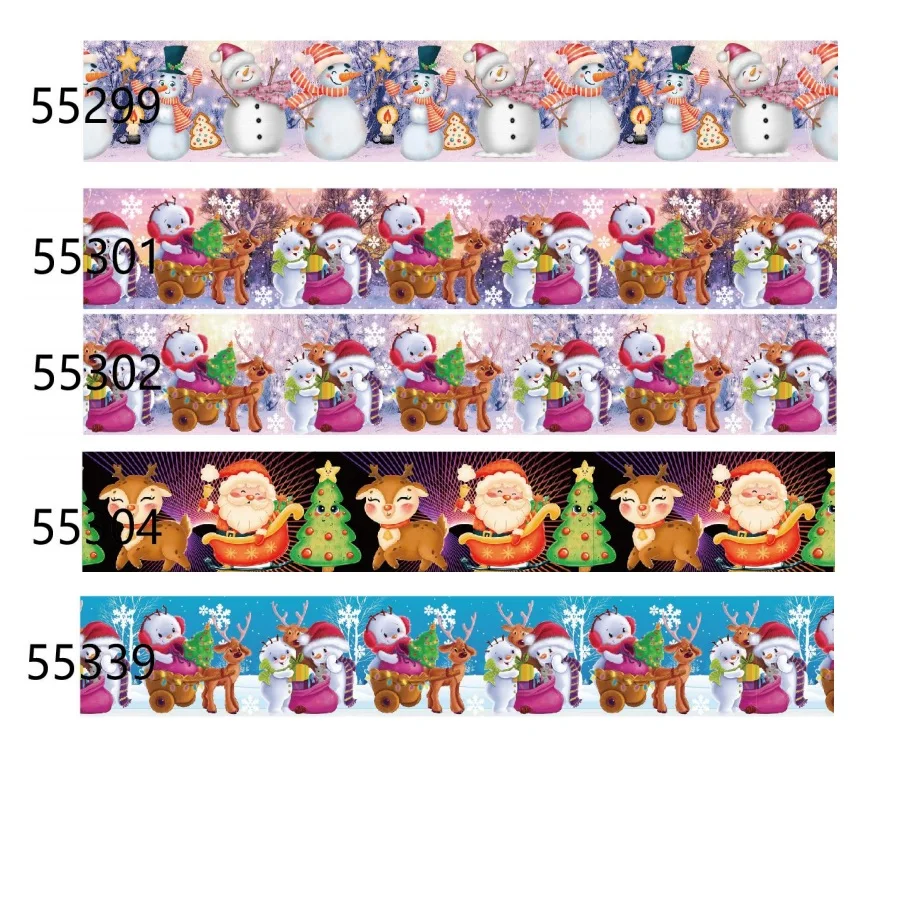 

Печатные рождественские украшения, мультяшный персонаж, снеговик, корсажные ленты 25 мм, 10 ярдов для бантов