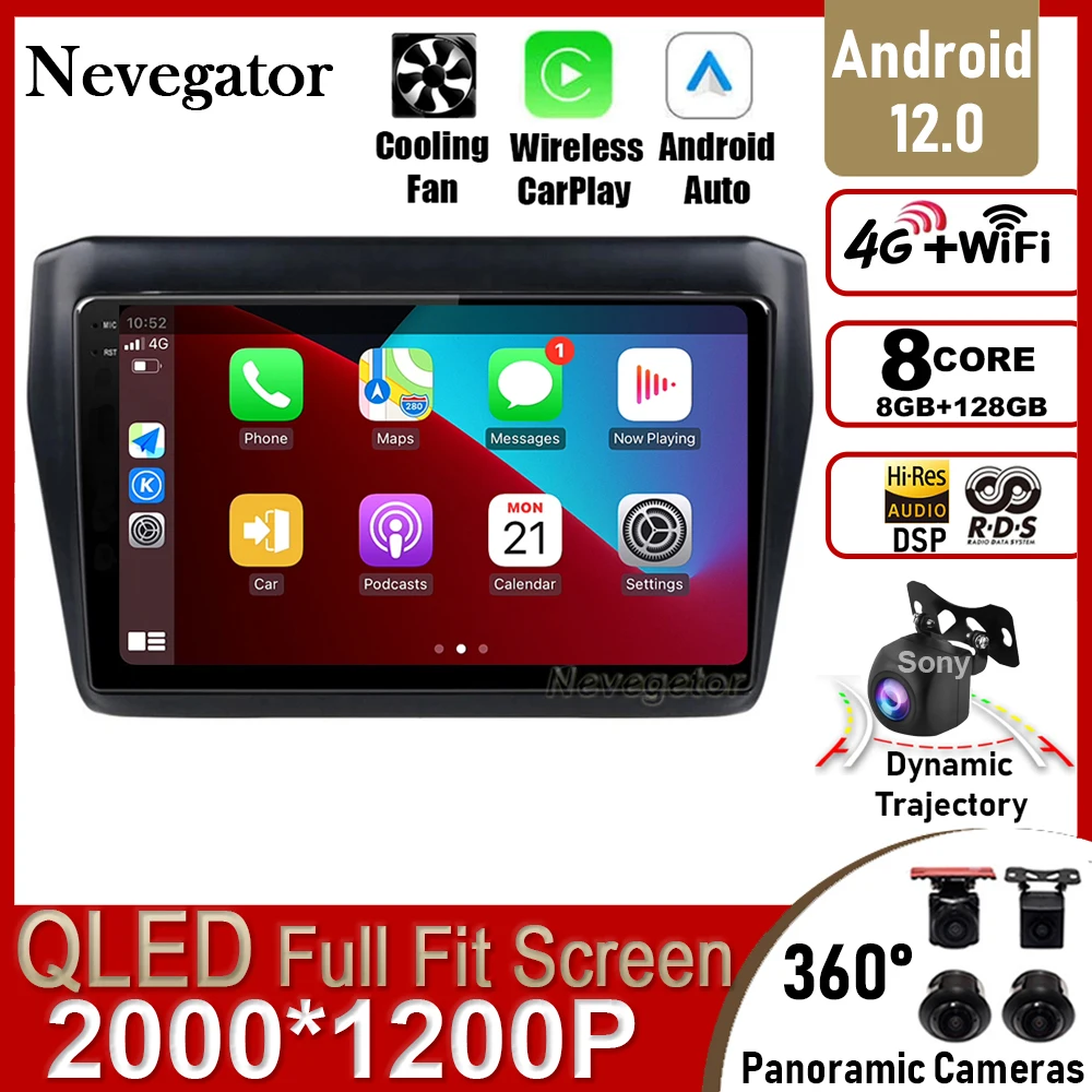 Android 12 8G + 128G для Suzuki Swift 2017 2018 2019 9 ''мультимедийный плеер Автомобильный DVD