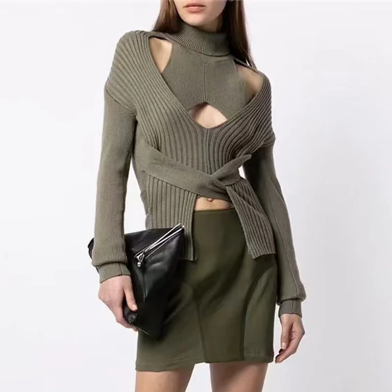 

Autumn winter new Fashion Classic Trendy Brand luxury design casual Versatile Pullover elastic short women sweater women