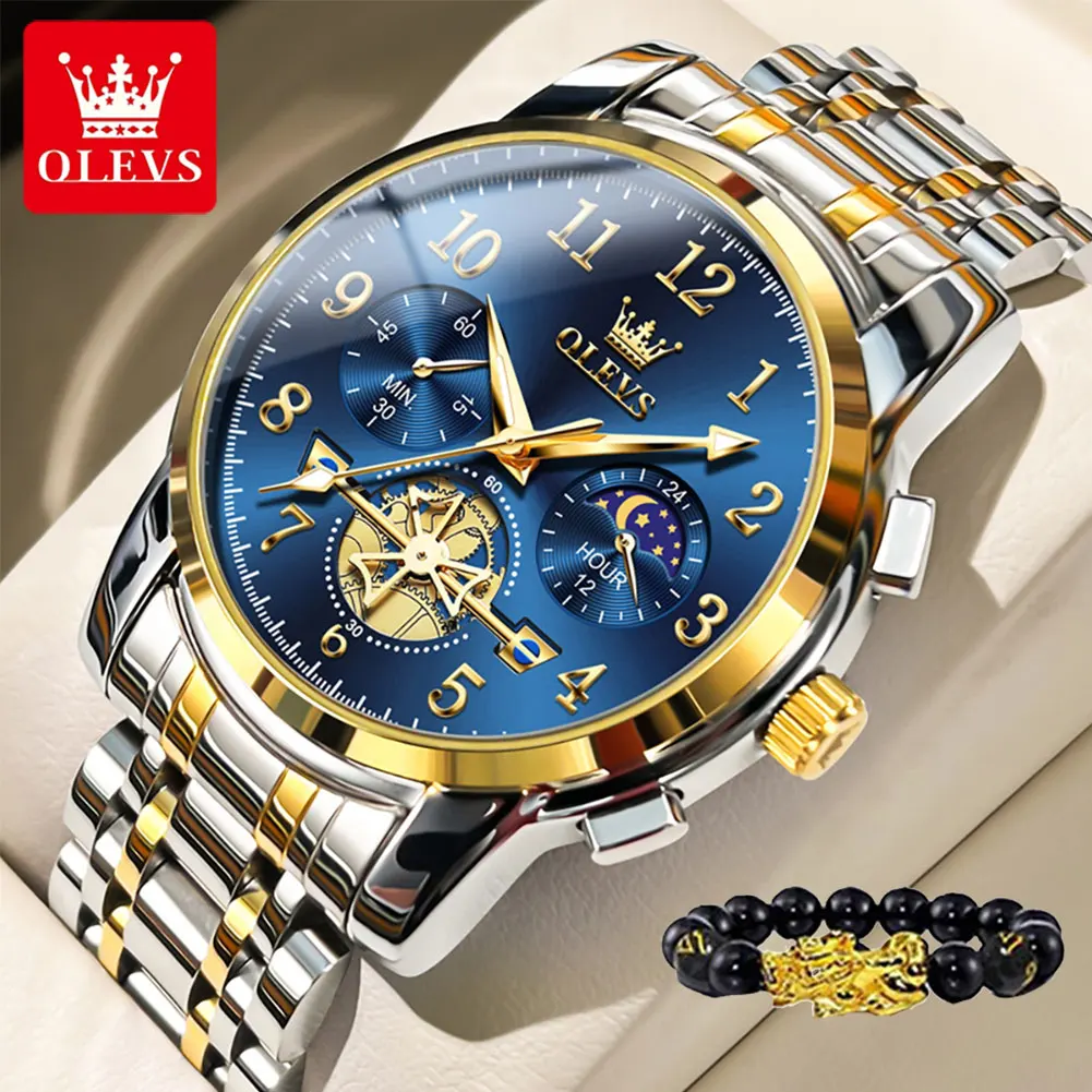 Мужские часы OLEVS высококачественные роскошные многофункциональные