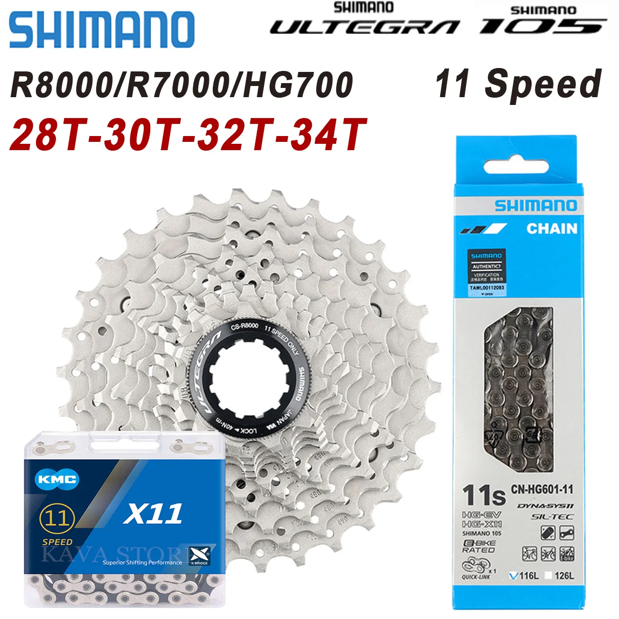 Shimano Ultegra R8000 Cassette 11 Speed Road Bike 11S K7 R7000 HG700 28T 30T 32T 34T Bicycle Ratchet HG601 Chain 11V KMC X11