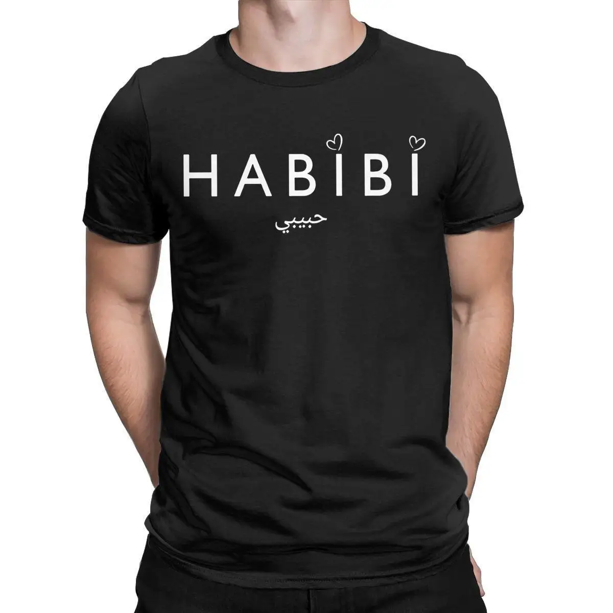 

Men's Habibi Habibati Optical Illisions T Shirts 100% Cotton Tops Leisure Short Sleeve Round Neck Tee Shirt Printed T-Shirts