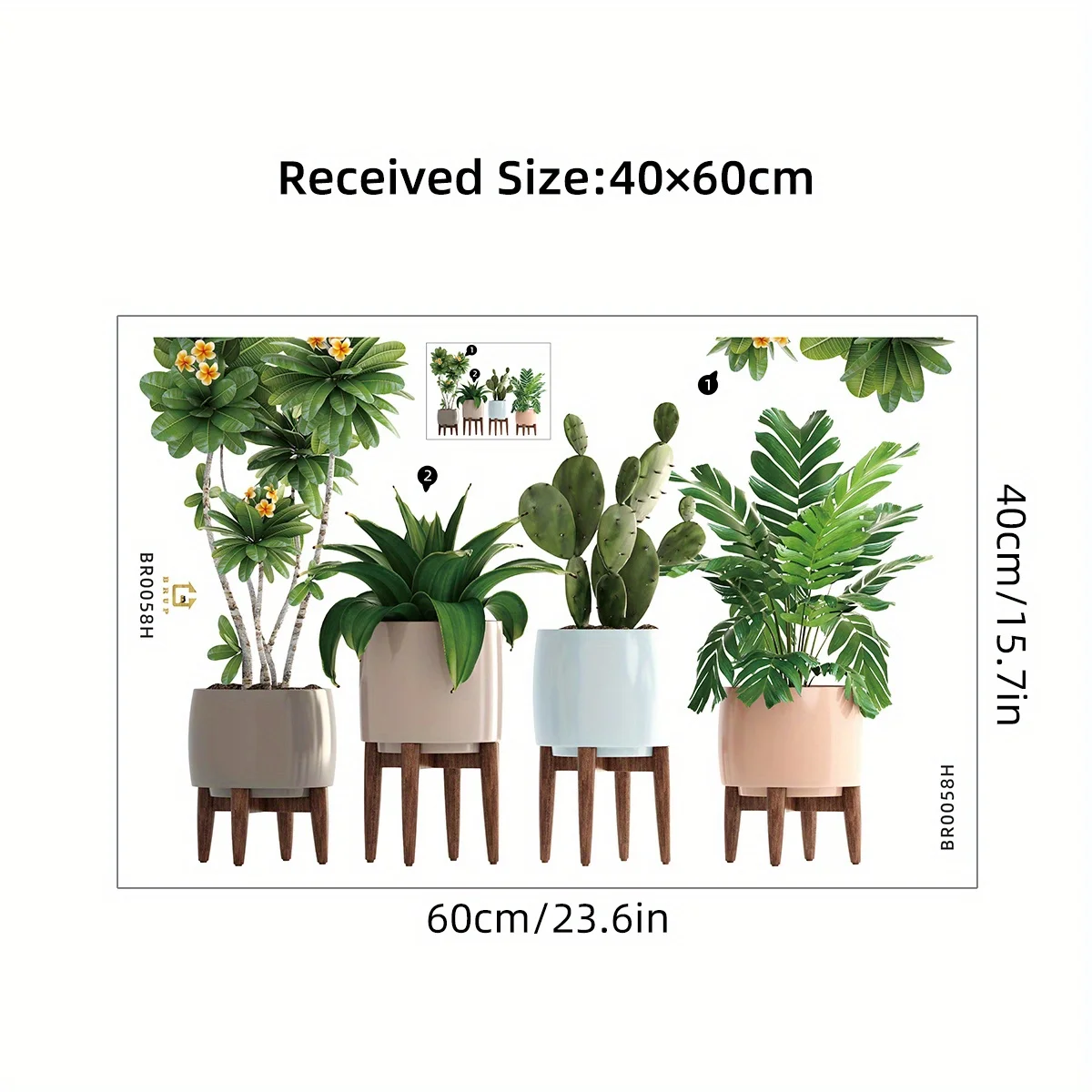 Aquatint Имитация Цветочного Горшка Кактуса Зеленые Растения Наклейки На Стену Для