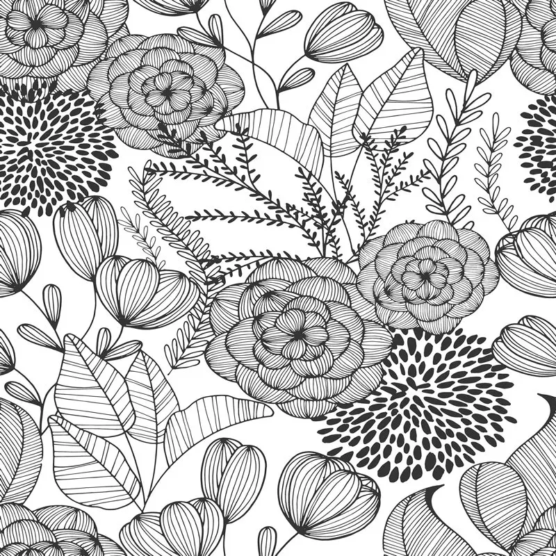 

Black Secret Garden Peel & Stick Wallpaper