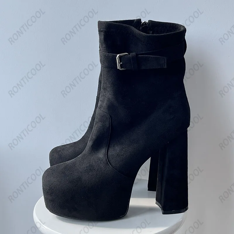 Женские ботильоны на платформе с круглым носком молнии сбоку