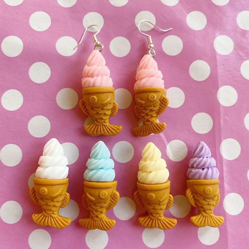 

Kawaii Takiyaki ice cream earrings Candy Food Earrings, Mini Food Earrings, Ice Cream Cone, Ice Cream Jewelry, Food Jewelry