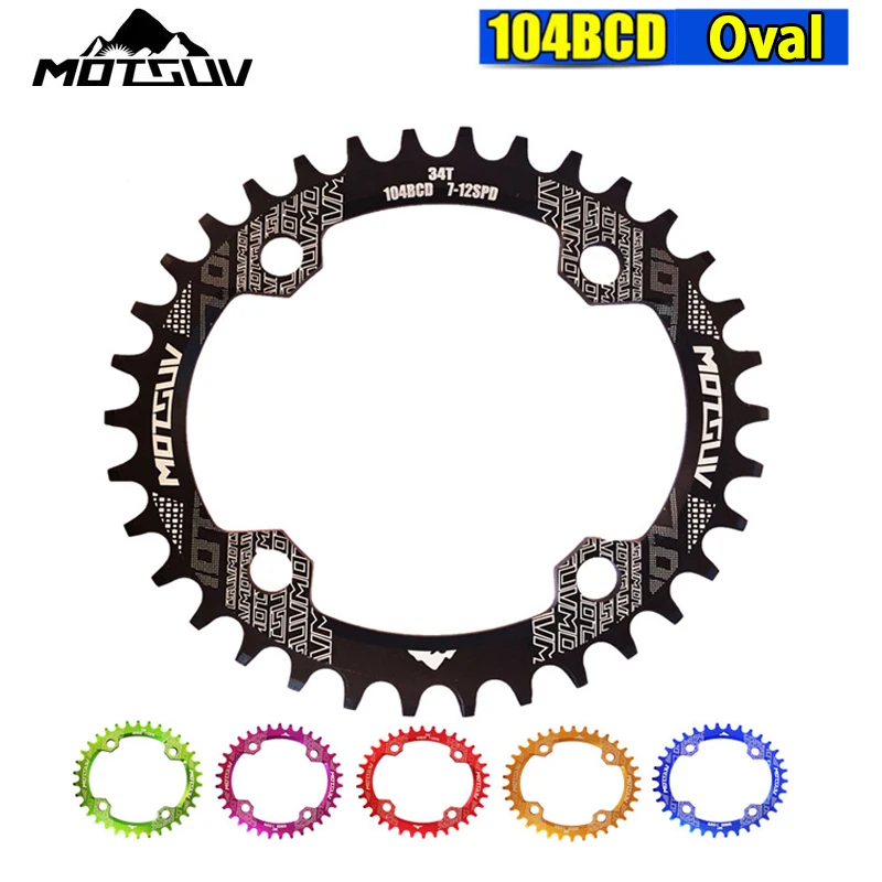 

MOTSUV 104BCD Oval MTB Narrow Wide Chainring Mountain Bike 32T 34T 36T 38T Crankset Single Tooth Plate Bicycle Chainwheel Parts