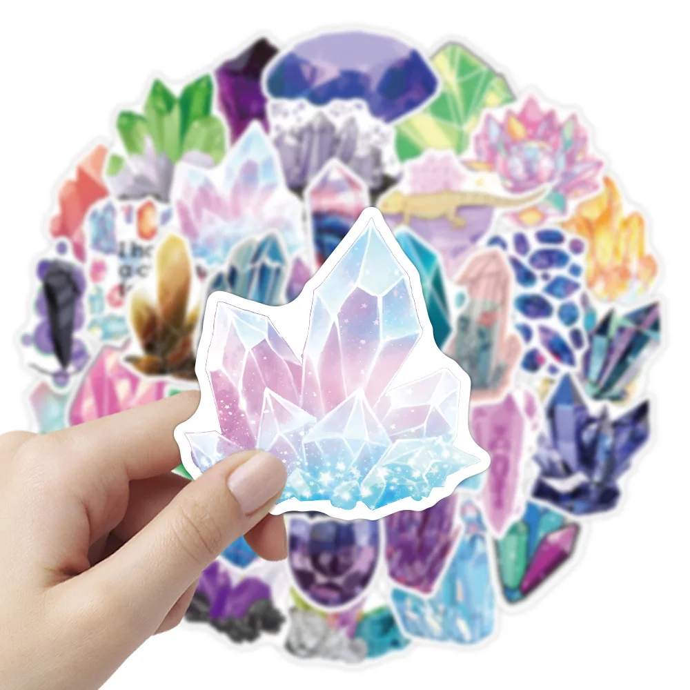 10/50/100Pcs Cartoon Ore Pure Beauty Graffiti Color Magic Crystal Gem Stickers for Laptop Luggage Phone DIY Skateboard Decals