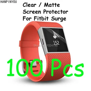 100 Pcs For Fitbit Surge Smart Wach New HD Clear / Anti-Glare Matte Screen Protector Protective Film Guard With Cleaning Cloth