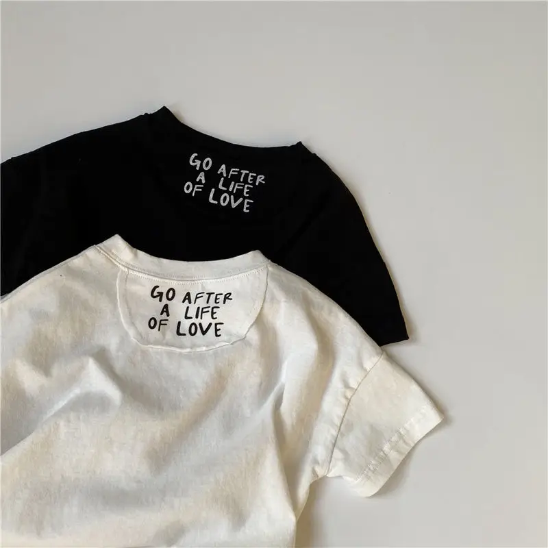 

Toddler Boy Clothes New Korean Letter Print Kids Cotton Short-sleeved T-shirt Loose and Comfortable Top for Boys