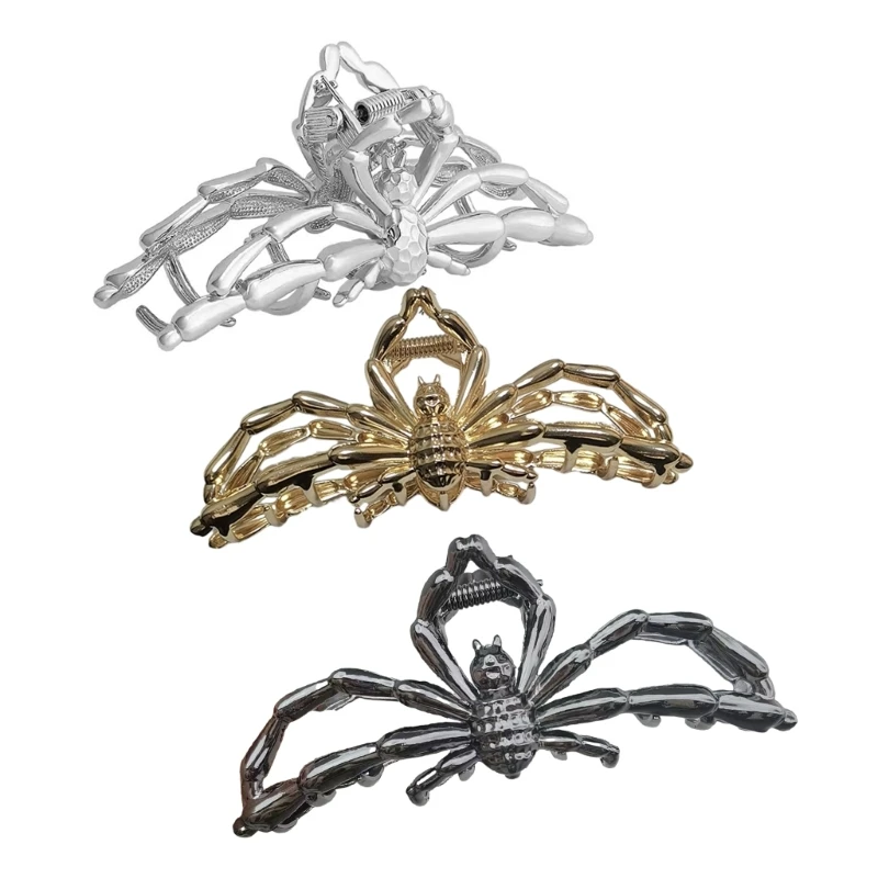 

Punk Spiders Hair Clips Hair Jaw Clips Silver Spiderling Halloween Gothic Hair Styling Araneid Catch Barrettes