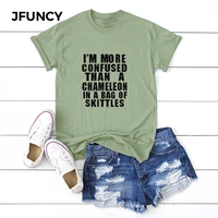 jfuncy 2021 100 cotton women t shirts funny letter printed tees tops short sleeve summer casual tshirt woman shirts