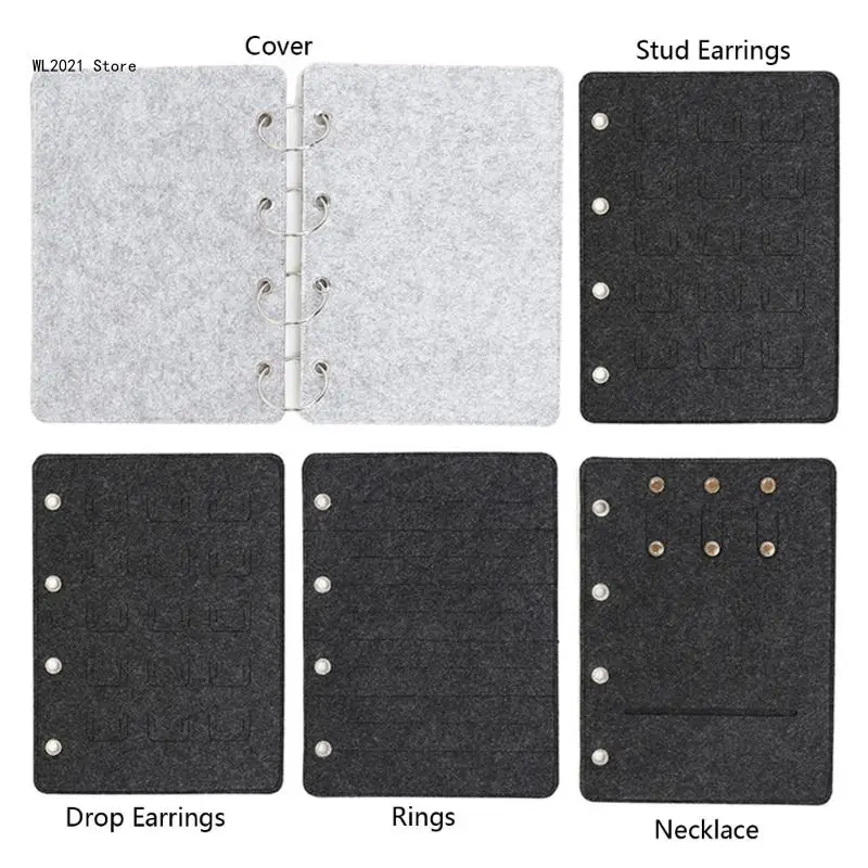 

Jewelry Storage Book Felt Earring Organizer Necklace Bracelet Ring Holder