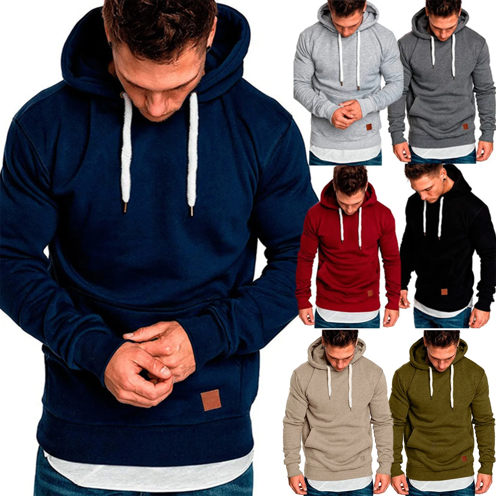 

Men Hoodie 2021 Autumn Hip Hop Streetwear Men Pullover Sweatshirts Hoodies Mens Solid Color Hoodie Male