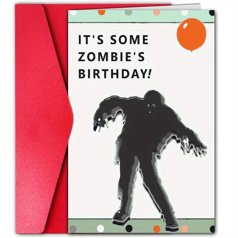 Забавная Поздравительная Открытка С Изображением Зомби На День Рождения.