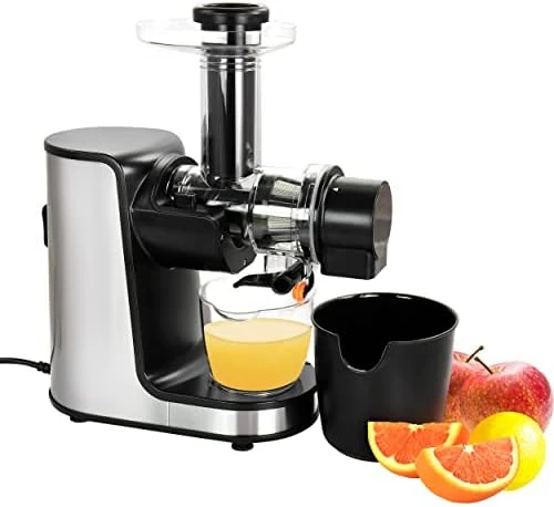 

Slow Juicer Extractor with Reverse Function, Cold Press Juicer Machine with Quiet Motor, Chrome Silver
