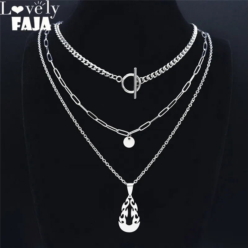 Ожерелье с подвеской в стиле хип-хоп из нержавеющей стали, 3 шт.