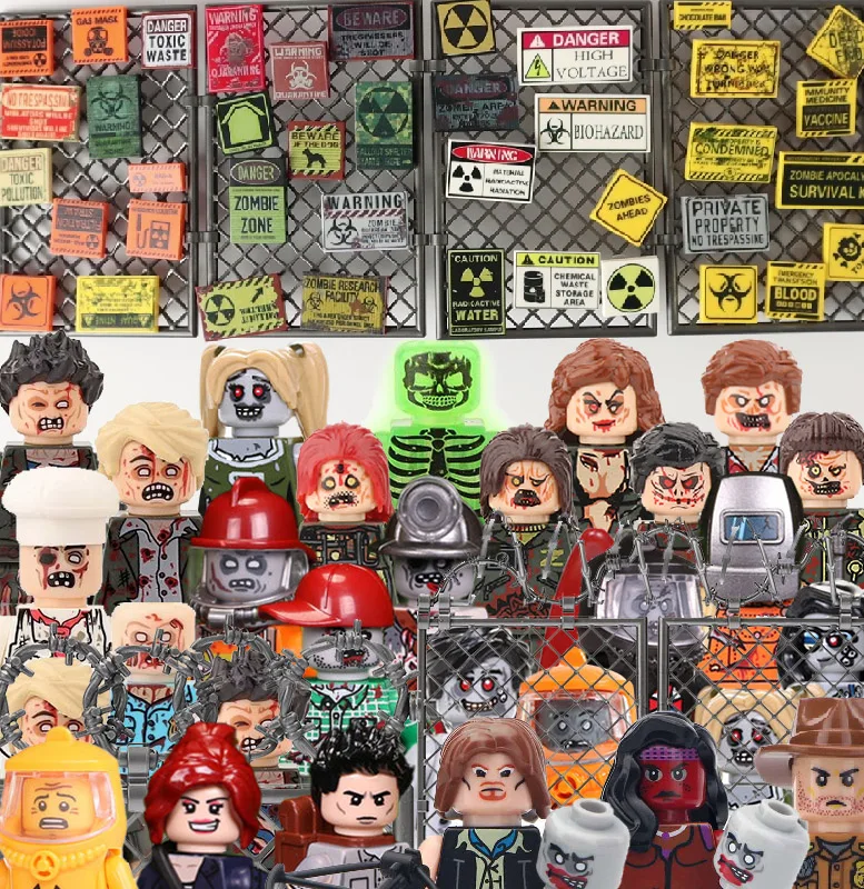City Halloween Zombies Building Blocks Ghost Movies Figures Chemical Defense Warfare Corps Nuclear Worker Cemetery Bricks Toys
