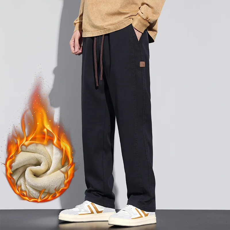 

Прямые рабочие брюки в американском стиле, мужские высококачественные модные осенние свободные брюки с широкими штанинами, модель 5XL