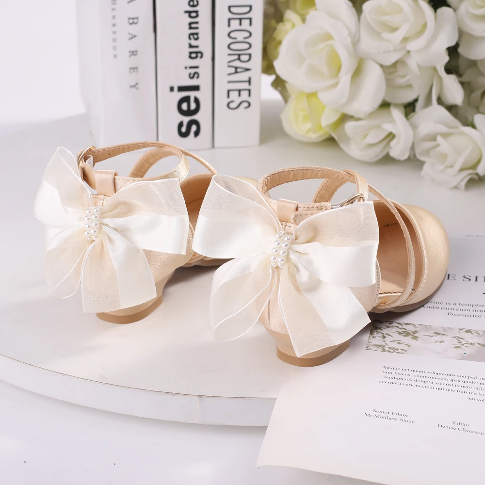 Туфли принцессы на высоком каблуке для девочек модные атласные сандалии с