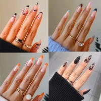 almond false nail french line nail decor nails extension press on nails 24pcs manicure detachable artificial nail art