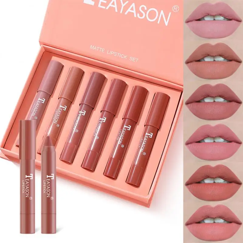 

Velvet Matte Lipstick Set 6pcs/set Nude Makeup Lip Stick Long Lasting Waterproof Lip Tint Moisturizer Beauty Cosmetic Makeup