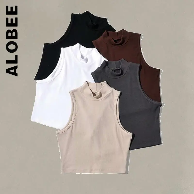 

Alobee Women Sexy Crop Top Y2k Camis Cami Bodycon Summer Bustier Women Top O Neck Black Female Camisole Tanks Camis