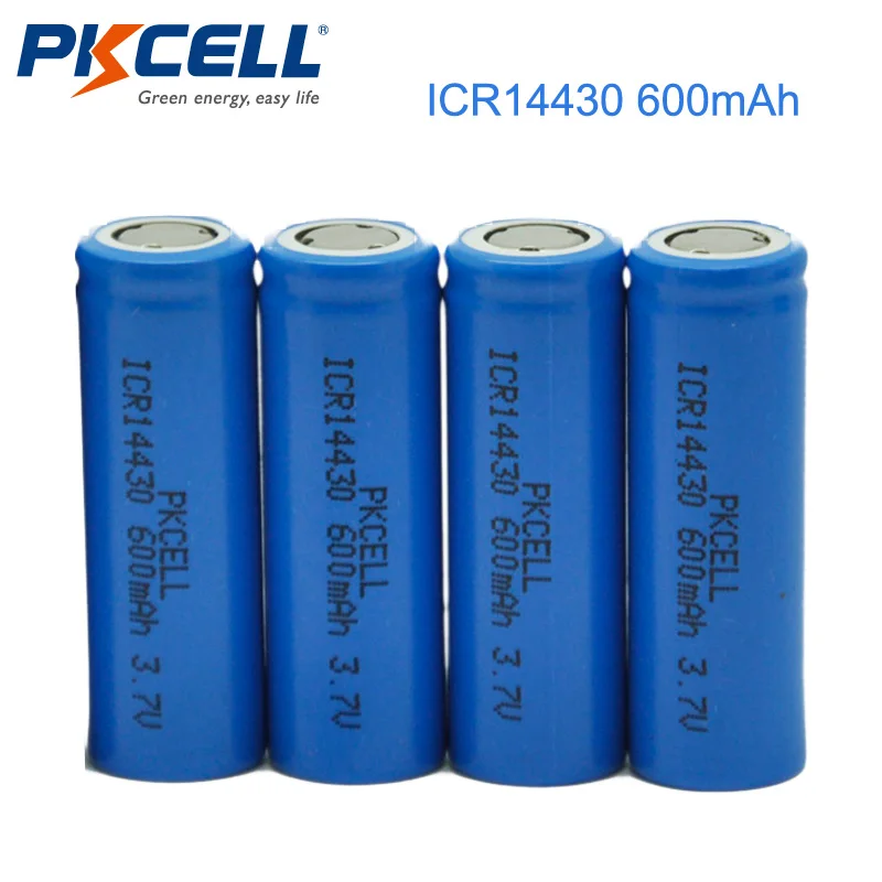 

4Pcs PKCELL 14430 Battery 3.7 V 600mAh li-ion Rechargeable Battery Batteries For Landscape Lighting