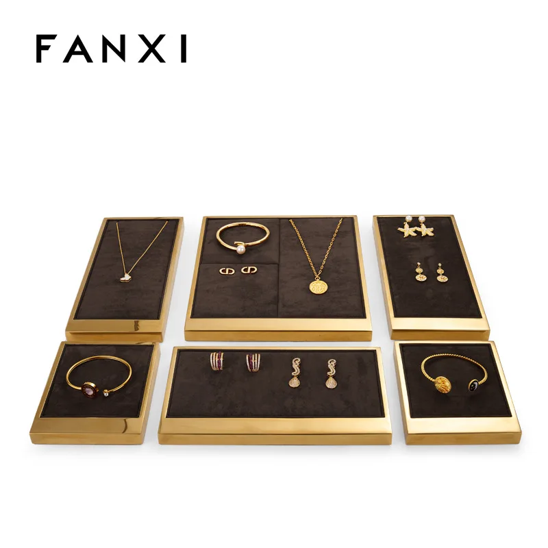 Fanxi luxury jewelry display props necklace rings earrings display tray counter jewelry tray
