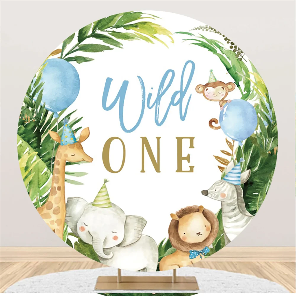 

Forest Cartoon Animals Round Background Kids 1st Birthday Party Cake Table Decoration Circle Backdrop Photography Poster Booth