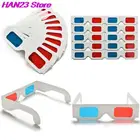 Горячая распродажа 10 шт.лот универсальные анаглифные картонные красные и синие Голубые 3d очки для кино оптом